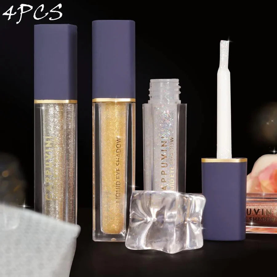 Romantic Charm 4Pcs Shimmer & Shine Liquid Glitter Eyeshadow Set