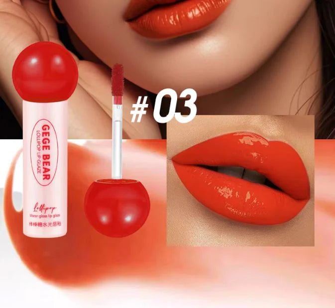 GEGE Bear 3PCS Lollipop Candy Water Lip Gloss Set | Shiny Lip Glaze