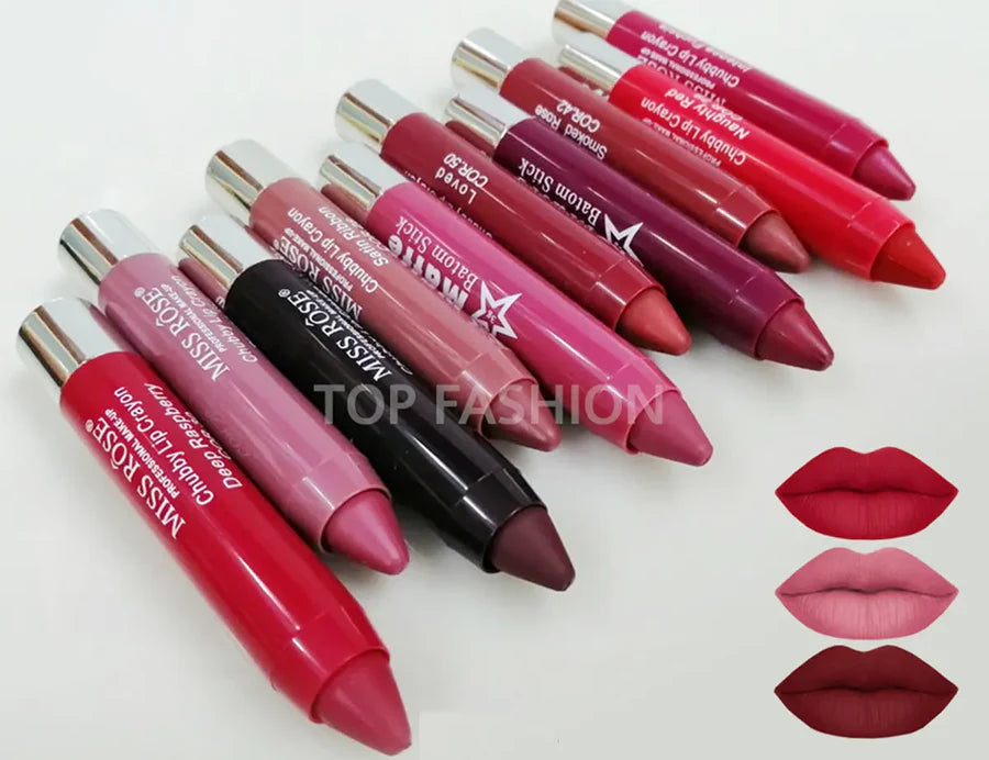 Miss Rose makeup 12 Pc Set Lip Crayon Lipsticks