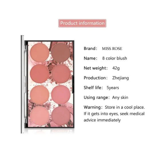 **MISS ROSE 8 Color Blush Kit 28g**