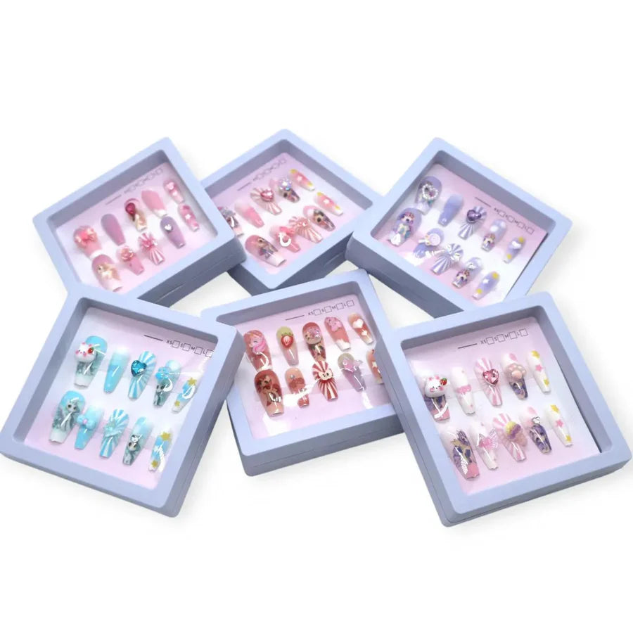 Timi Baby Children's Non-toxic Nails hand-made Cartoon Nail Design for kids 1box*12pcs