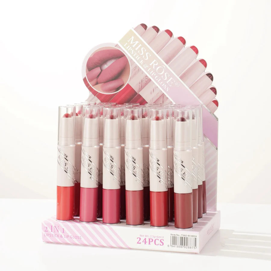 Miss Rose Pack of 03 2 in 1 Lipstick & Lip Gloss