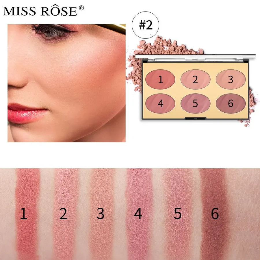 **Miss Rose 6 Color Oval Blush Palette**