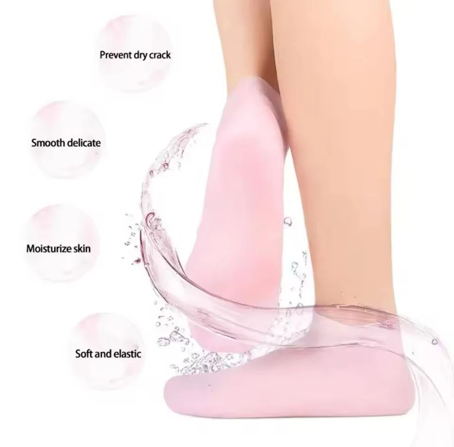 **Reusable Silicone Moisturizing Foot Care Socks (2 Pairs)**