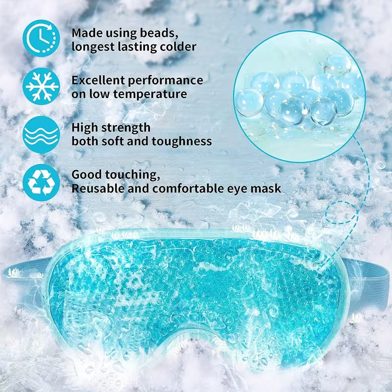 1pc Reusable Cooling Gel Eye Mask with Gel Beads -Hypoallergenic Hot & Cold Compress Eye Ice Pack for Puffiness & Dark Circles Relief,