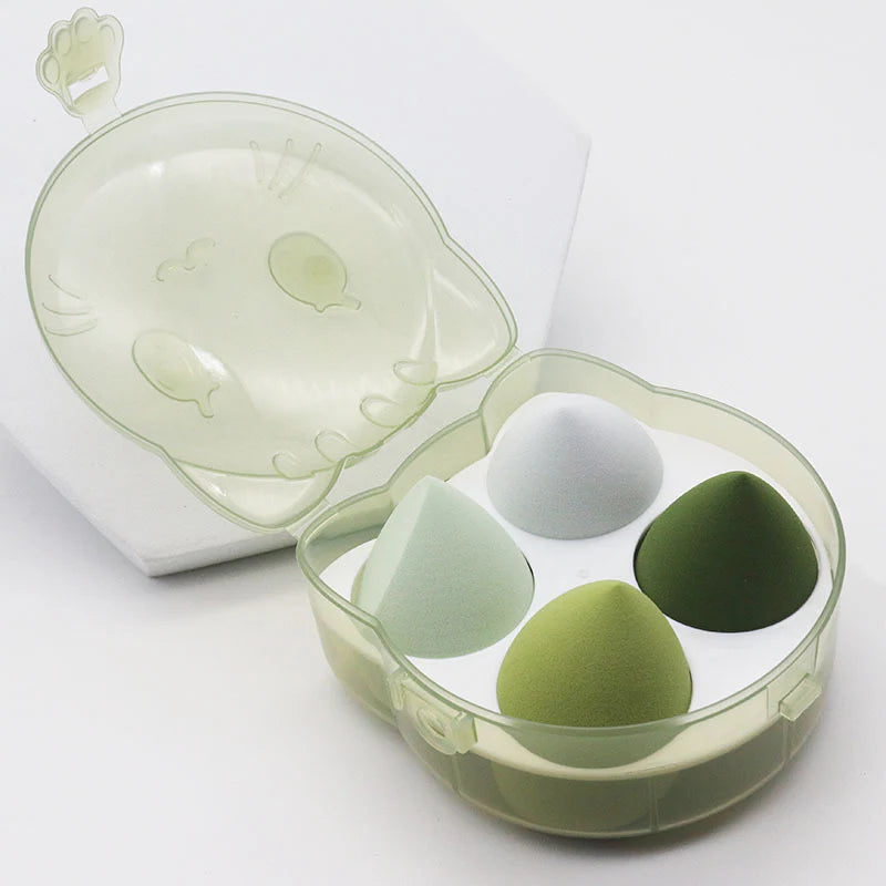 Miss Beauty 4PCS Makeup Sponge Set in Transparent Kitty Box