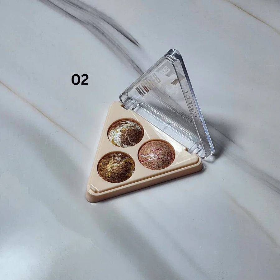 MSYAHO Baked Blush On 3‑Color Palette | Radiant Glow Finish YH6146