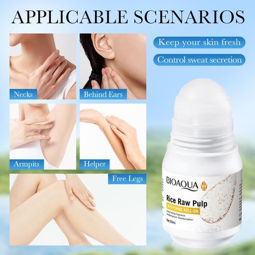 BIOAQUA Rice Raw Pulp Underarm Roll-on Deodorant Refreshing Comfortable Roll on Fragrance Perfume Deodorant For Girls BQY17994