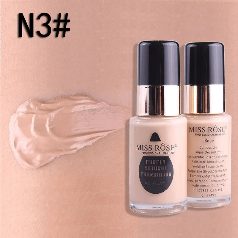 **MISS ROSE Waterproof Full Coverage Liquid Foundation 30ml**