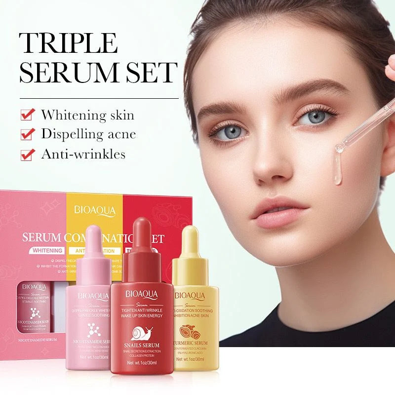 **BIOAQUA BQY84069 Turmeric Snail Niacinamide Serum Set (3PCS) 30ml**