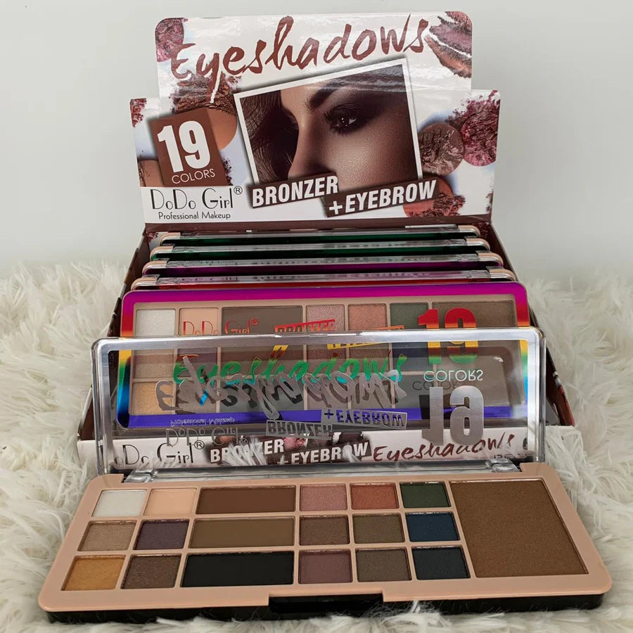 DoDo Girl Bronzer + Eyebrow Professional Makeup Palette (19 Colors)