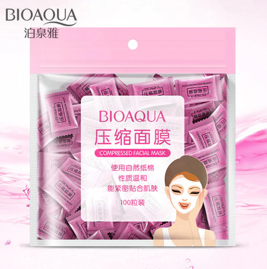 **BIOAQUA Compressed Facial Sheet Mask Tablets (25/50/100PCS)**