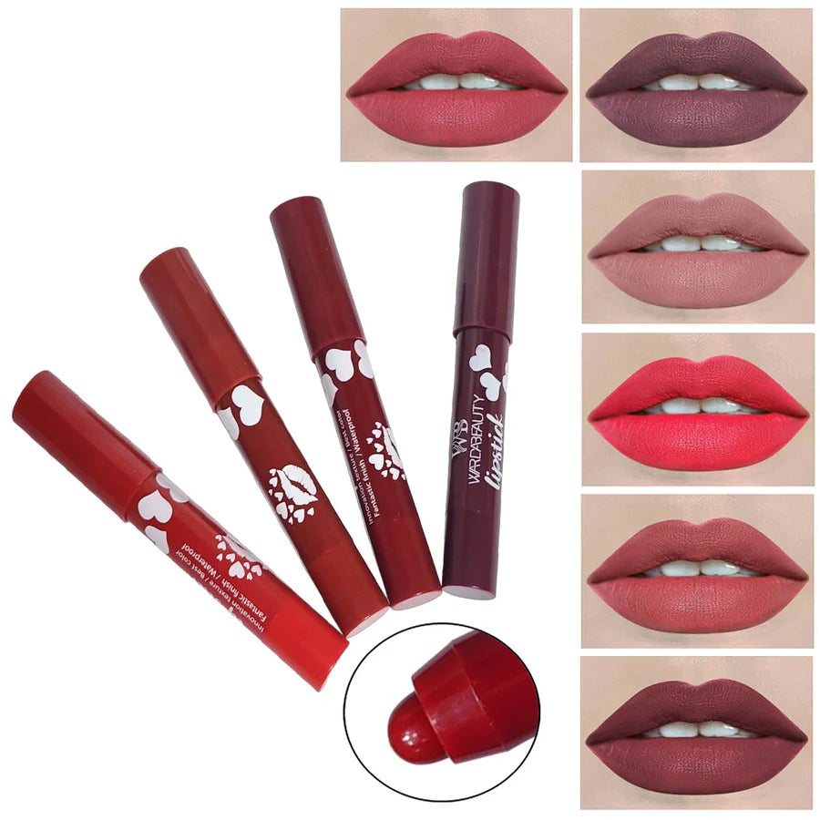 **Warda Beauty FIT Me HD Matte Lip Crayon Set (4PCS)**