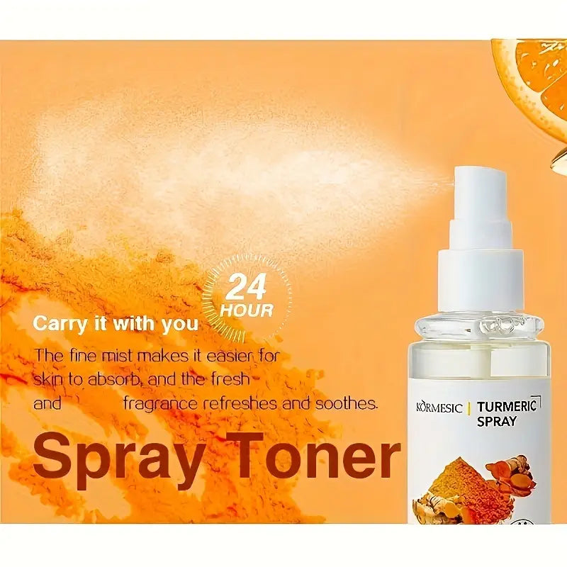 KORMESIC Turmeric Soothing Clear Turmeric Mist Spray Vitamin C Moisturizing Mist for Face, Deep Cleansing, Firming, Wrinkle Reducing, Acne Clearing, Dark Spot Fading 90ml
