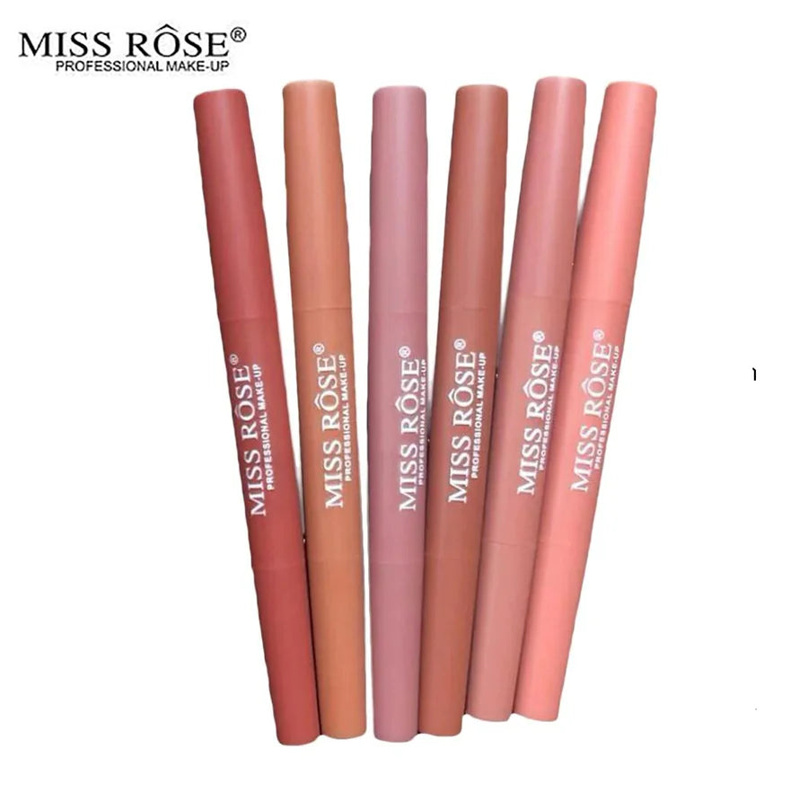**Miss Rose 2-in-1 Lip Liner & Lipstick Set (6PCS)**