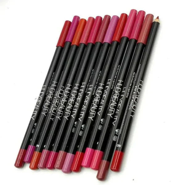 Hudabeauty Lip & Eye Pencil (Pack of 12 Pencils) Beautiful Colors