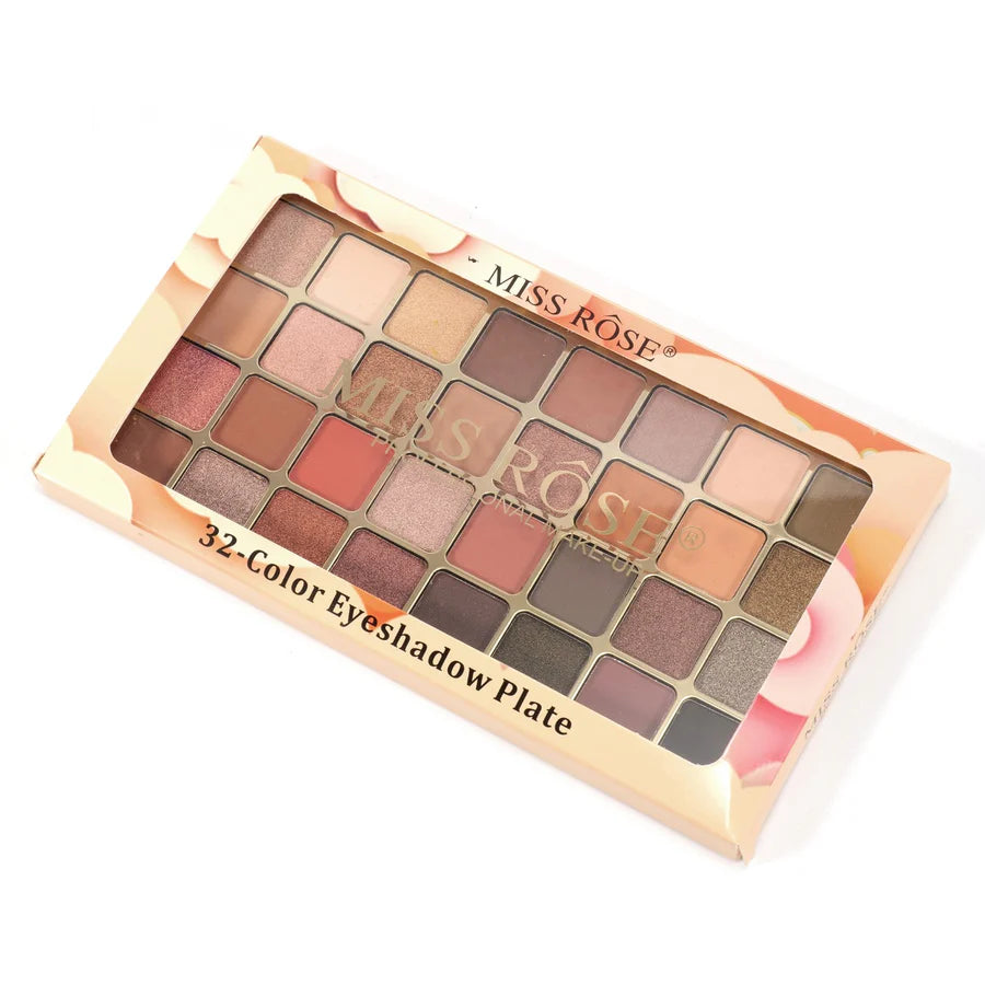 Miss Rose 32-Color Eyeshadow Palette – Matte & Shimmer Soft Glam Shades | Professional Makeup Kit