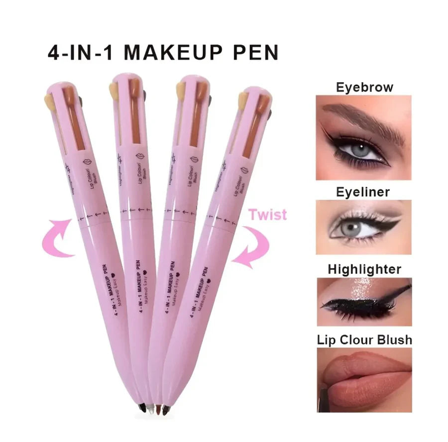 **4-in-1 Makeup Pen – Eyeliner, Lip Liner, Brow & Highlighter**
