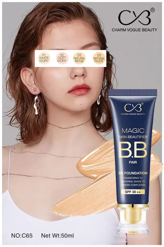 CVB Magic Skin Beautifier BB Fair Cream for Complexion Enhancer, BB Foundation for Face Make-up, Skin Hydration with SPF 30 ++, 50ml C65