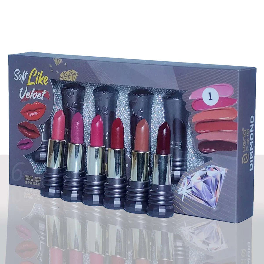 **HENG FANG Diamond Matte Lipstick Set (6PCS)**