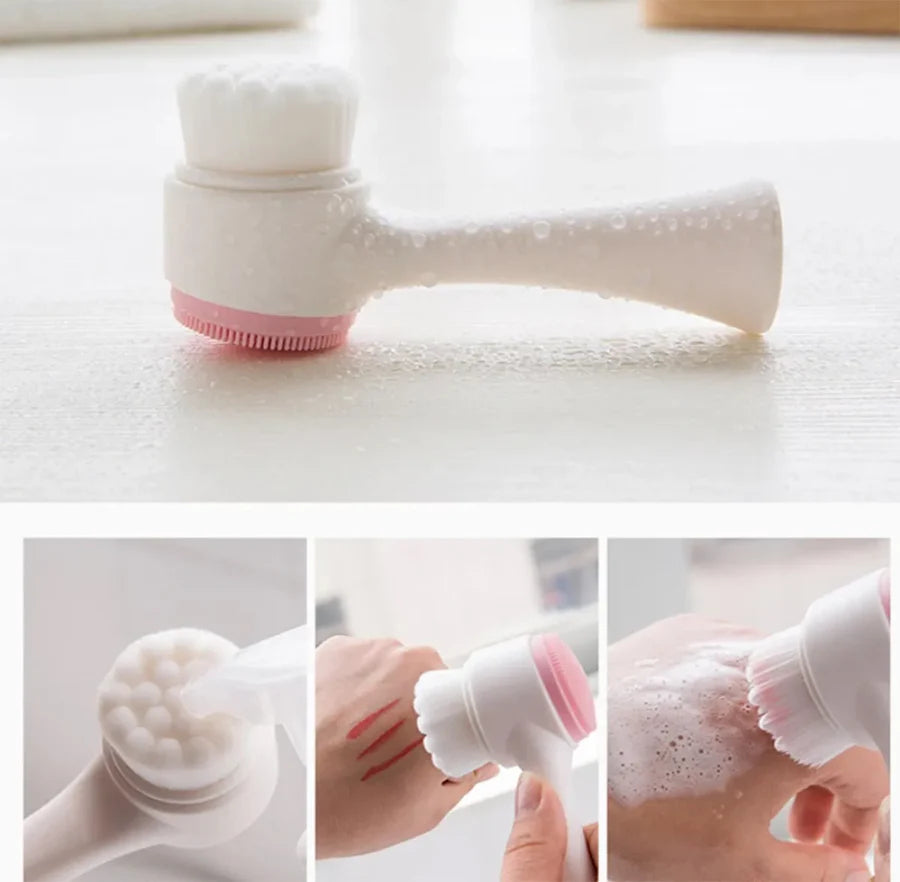 **Double-Sided Silicone Facial Cleansing Brush**