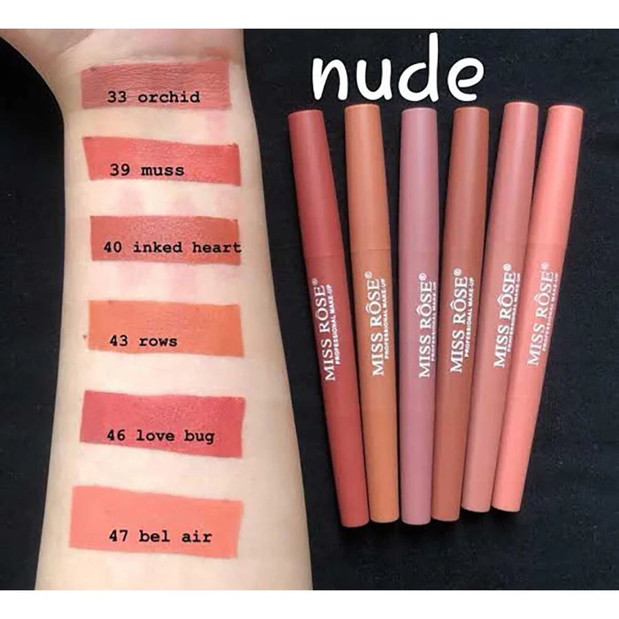 **Miss Rose 2-in-1 Lip Liner & Lipstick Set (6PCS)**