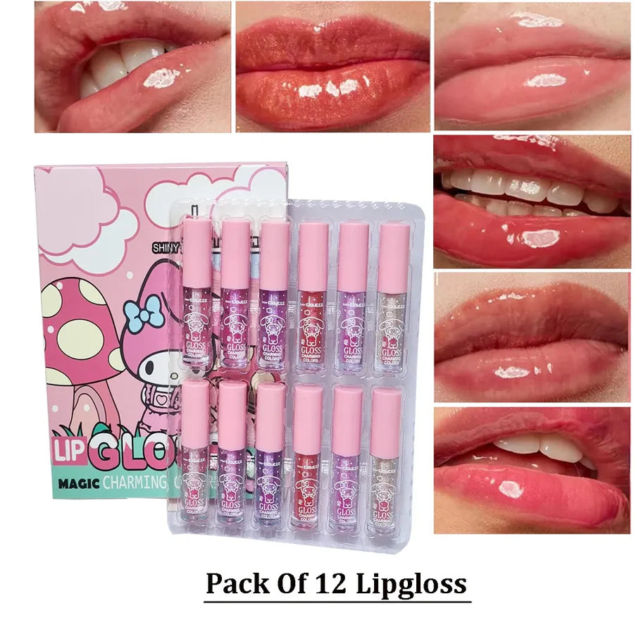 Miss Beauty 12PCS Kitty Magic Waterproof Lip Gloss Set