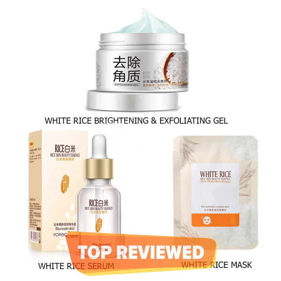 **BIOAQUA Rice Skincare Set (3PCS) – Serum, Scrub & Mask**