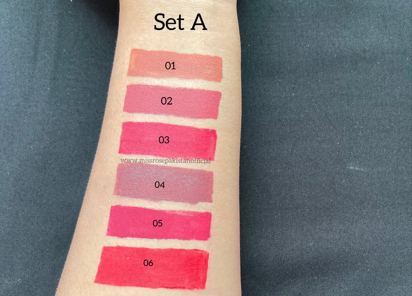 Miss Rose New Set Of 6 Matte Lip Gloss 7701-020S24