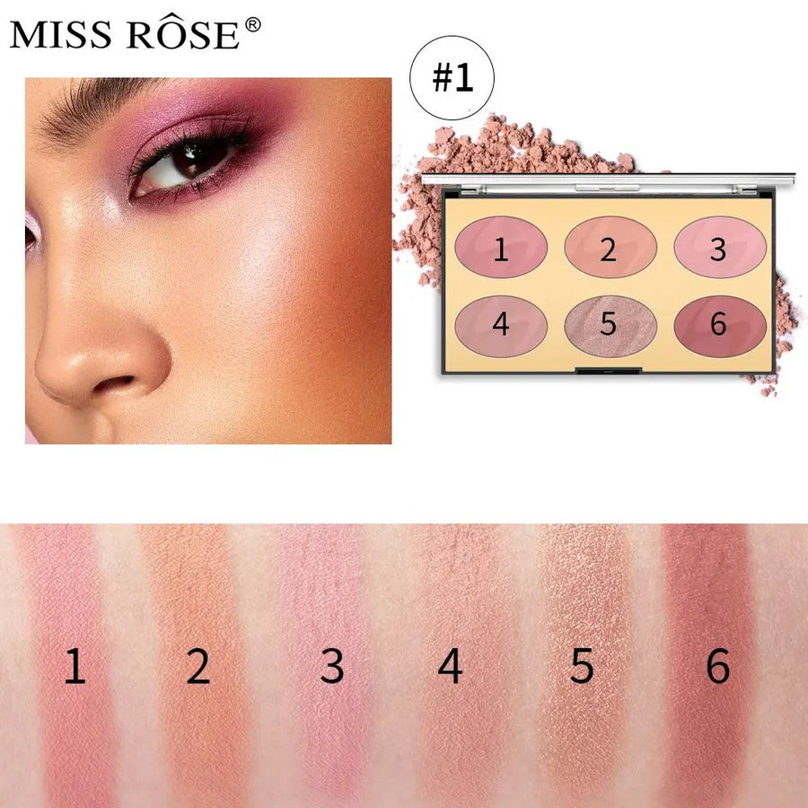 **Miss Rose 6 Color Oval Blush Palette**