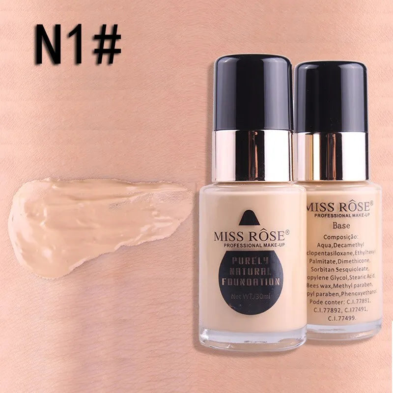 **MISS ROSE Waterproof Full Coverage Liquid Foundation 30ml**