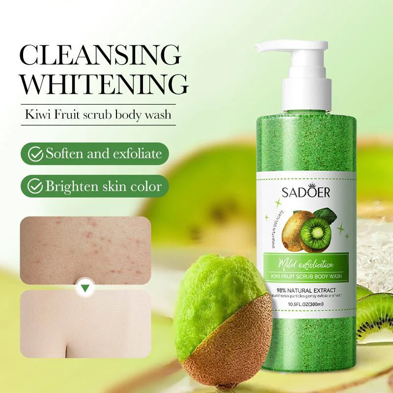 SADOER Kiwi Fruit Scrub Skin Hydrating Body Wash Exfoliating Lightening Whitening Shower Gel 500ml