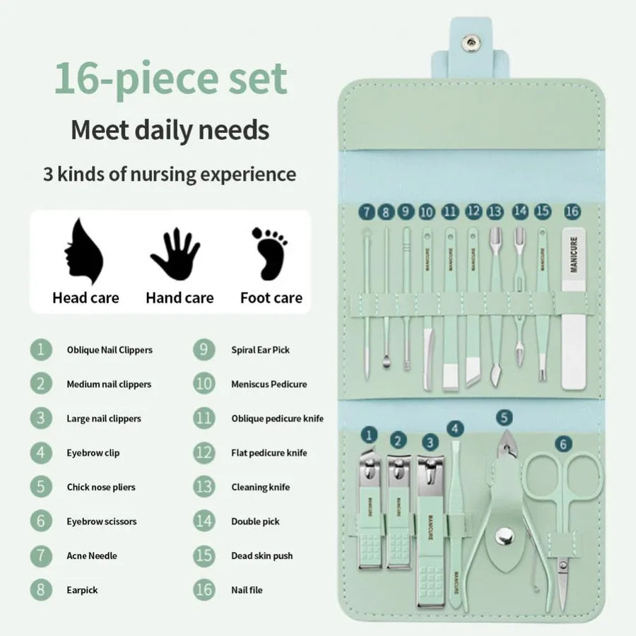 **Miss Beauty 16PCS Manicure & Pedicure Grooming Kit**
