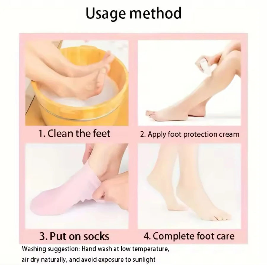 **Reusable Silicone Moisturizing Foot Care Socks (2 Pairs)**