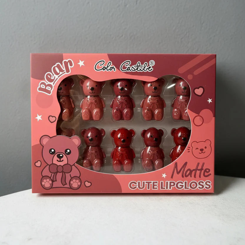 Color Castle Bear Style Matte Lip Gloss 10 in 1 Pack