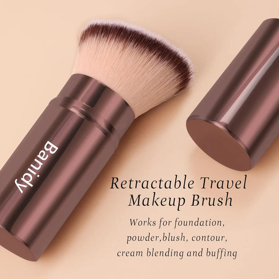 Vamando Premium Retractable Makeup Brush – Travel-Friendly Kabuki Brush for Powder, Blush, and Foundation
