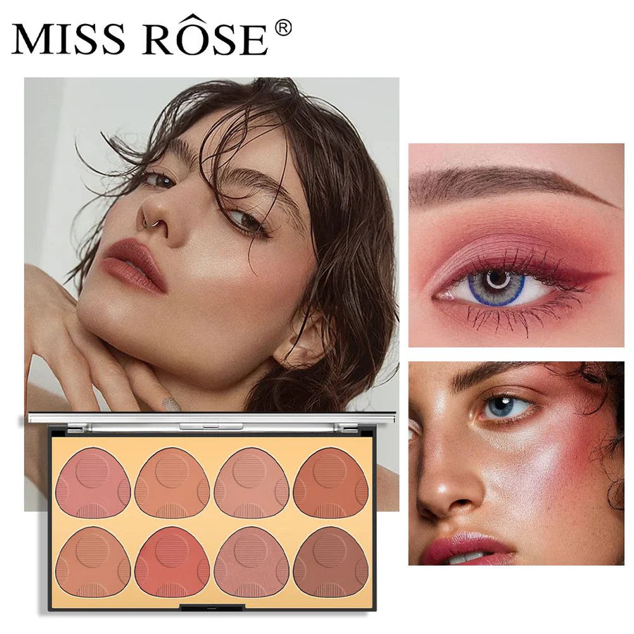 **Miss Rose 8 Color 3D Shimmer Blush Palette**