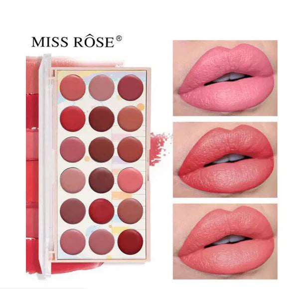 Miss Rose 18 Colors Matte Lip Cream Palette | Long Lasting Waterproof