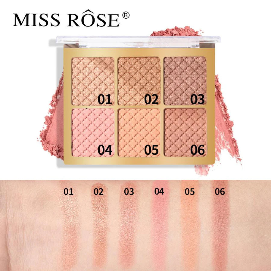 Missrose 6 Color Square Face Palette 3.5g 6004-03N