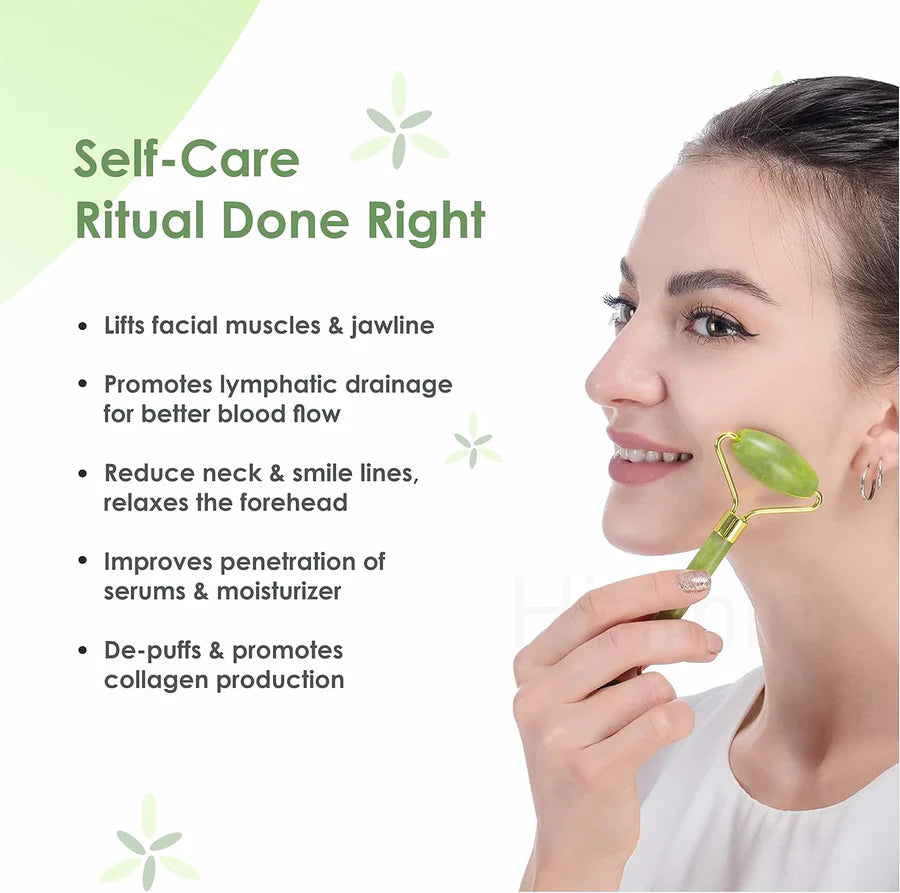 **Jade Roller Facial Massage Set with Gua Sha & Ice Roller**