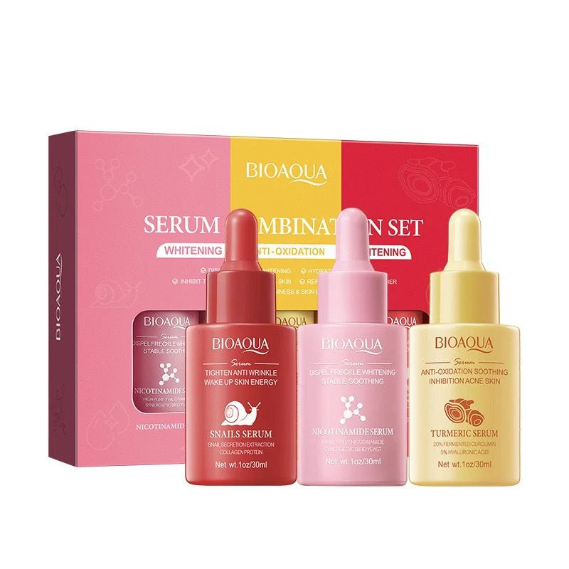 **BIOAQUA BQY84069 Turmeric Snail Niacinamide Serum Set (3PCS) 30ml**