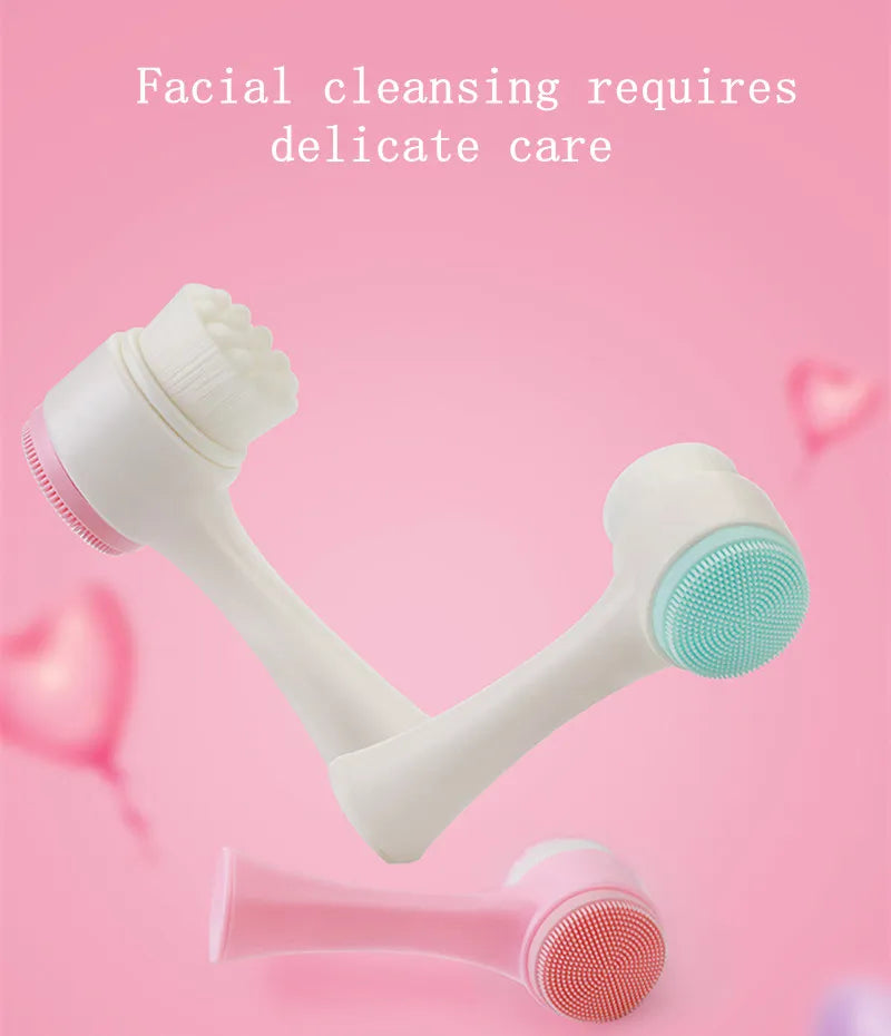 **Double-Sided Silicone Facial Cleansing Brush**