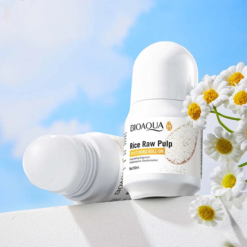 BIOAQUA Rice Raw Pulp Underarm Roll-on Deodorant Refreshing Comfortable Roll on Fragrance Perfume Deodorant For Girls BQY17994
