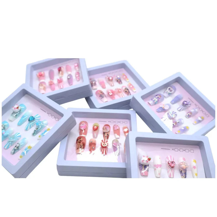 Timi Baby Children's Non-toxic Nails hand-made Cartoon Nail Design for kids 1box*12pcs
