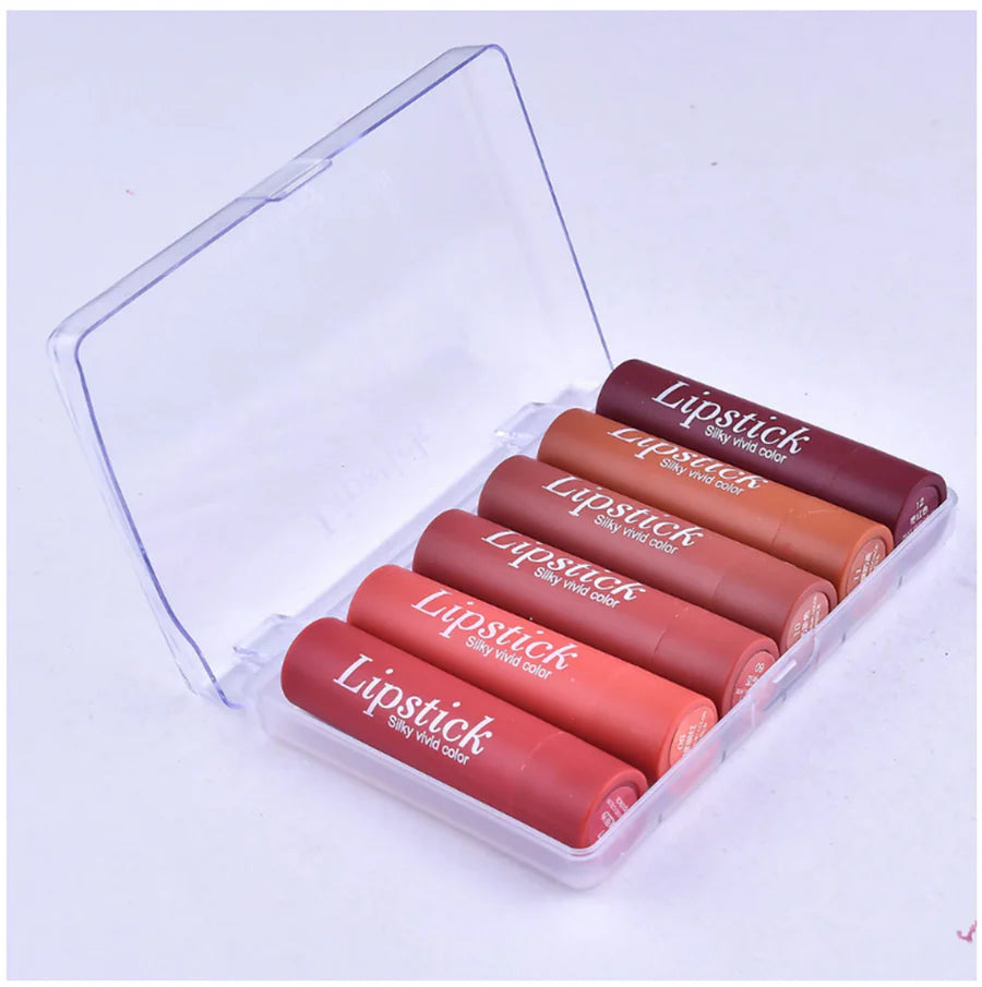 HENG FANG High Quality Makeup Nourishing Matte Organic Waterproof Lipstick 6pcs Set