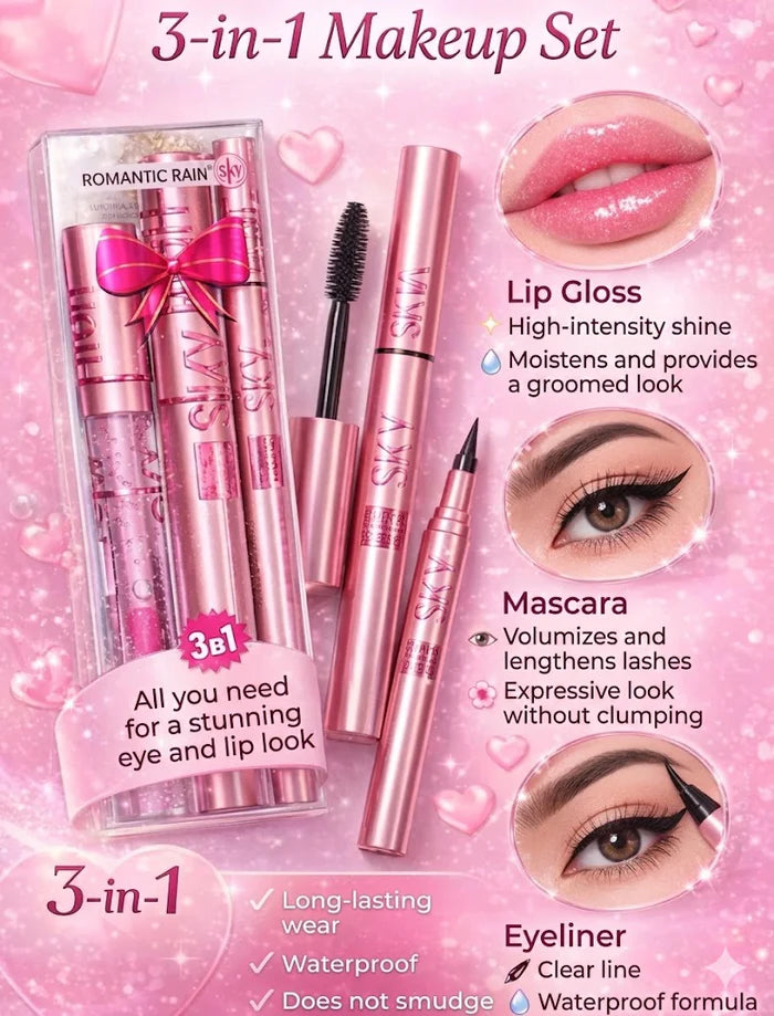 Romantic Rain 3pcs Sky High Set – Mascara, Eyeliner & Lip Gloss