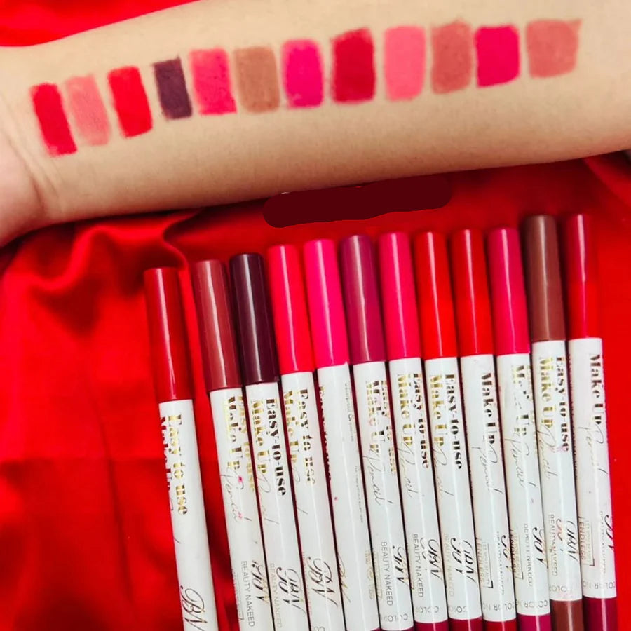 BN Easy to use Makeup Pencils Pack of 12 Lip Liner Pencil – Matte Finish Long Lasting