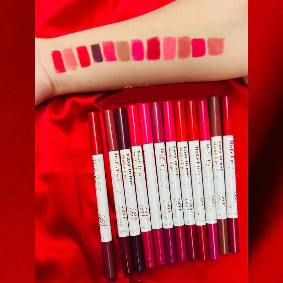 BN Easy to use Makeup Pencils Pack of 12 Lip Liner Pencil – Matte Finish Long Lasting