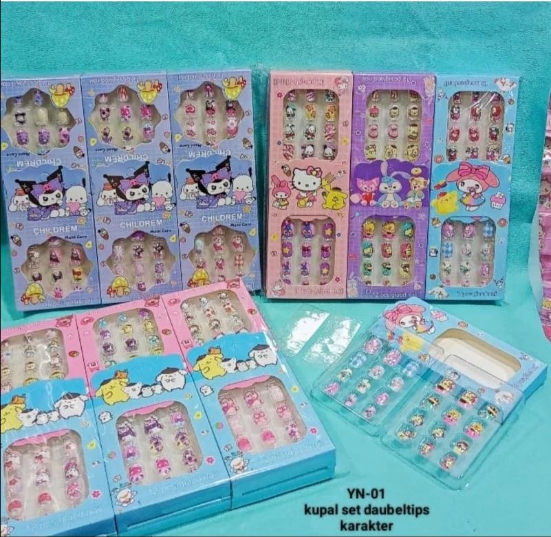 New 12 pcs Sanrio fake nails double tip nail set fake nails toy character children's character nails 1box*12pcs