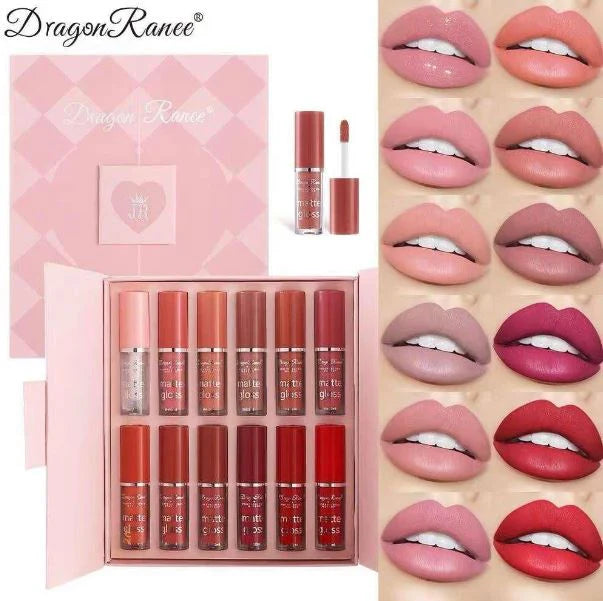 **Miss Beauty Dragon Ranee 12 Colors Matte Lip Gloss Set**